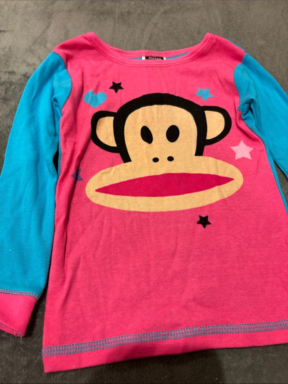 Paul Frank Hot Pink & Teal Long Sleeve Kids Top with Julius Graphic